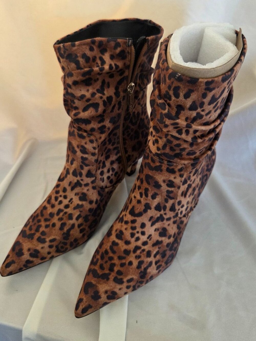 Jessica Simpson Leopard Print Kitten Heel Boots | Zip Up | Statement Ankle Boots